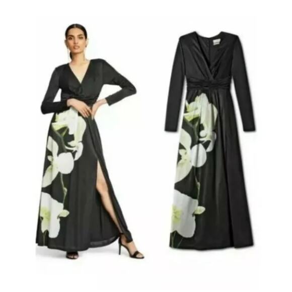 Altuzarra For Target Dresses & Skirts - Altuzarra for Target Floral Print V-Neck Black Maxi Dress Split Front Size S
